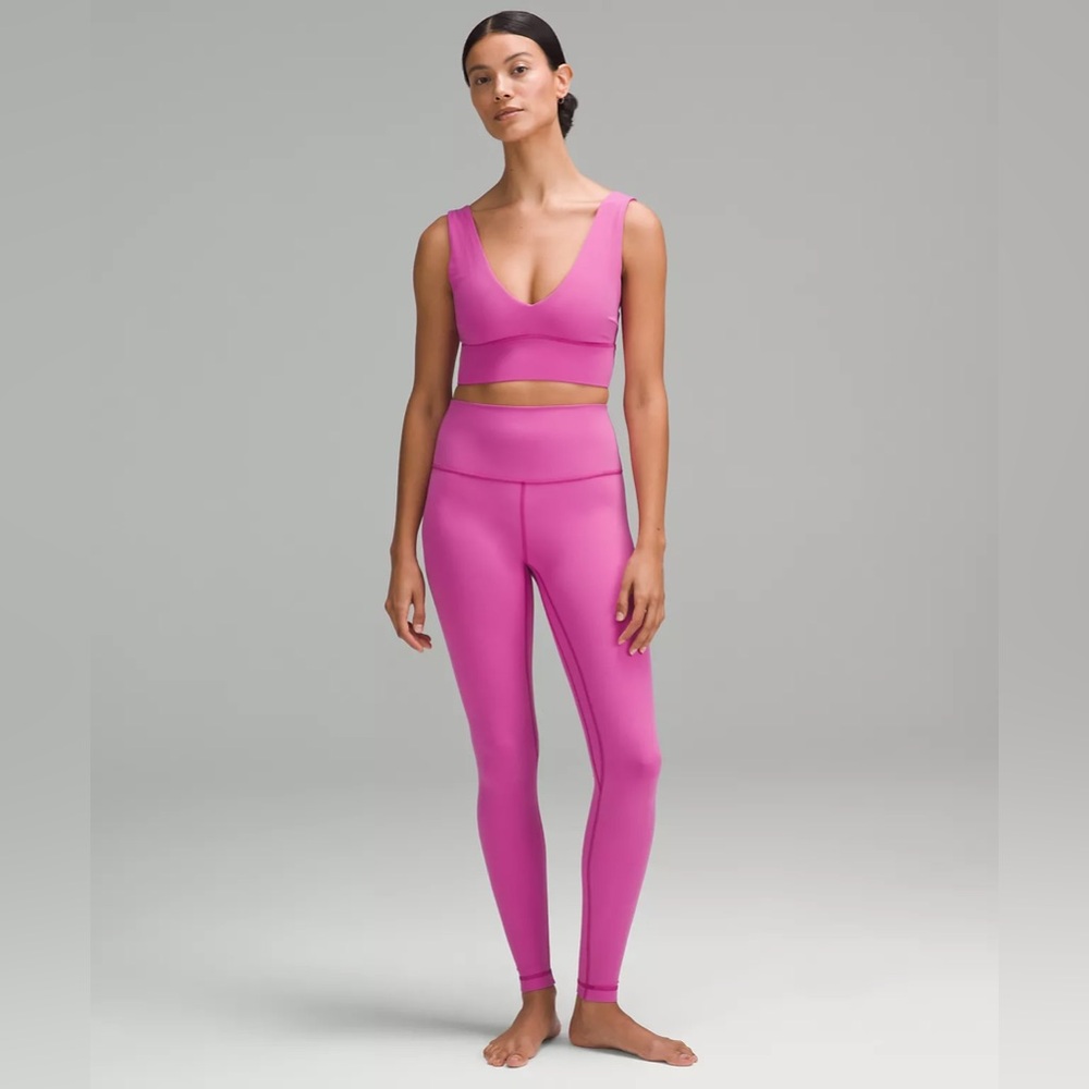 Lululemon Pow Pink Tone Align Leggings and V-Neck Bra Set
